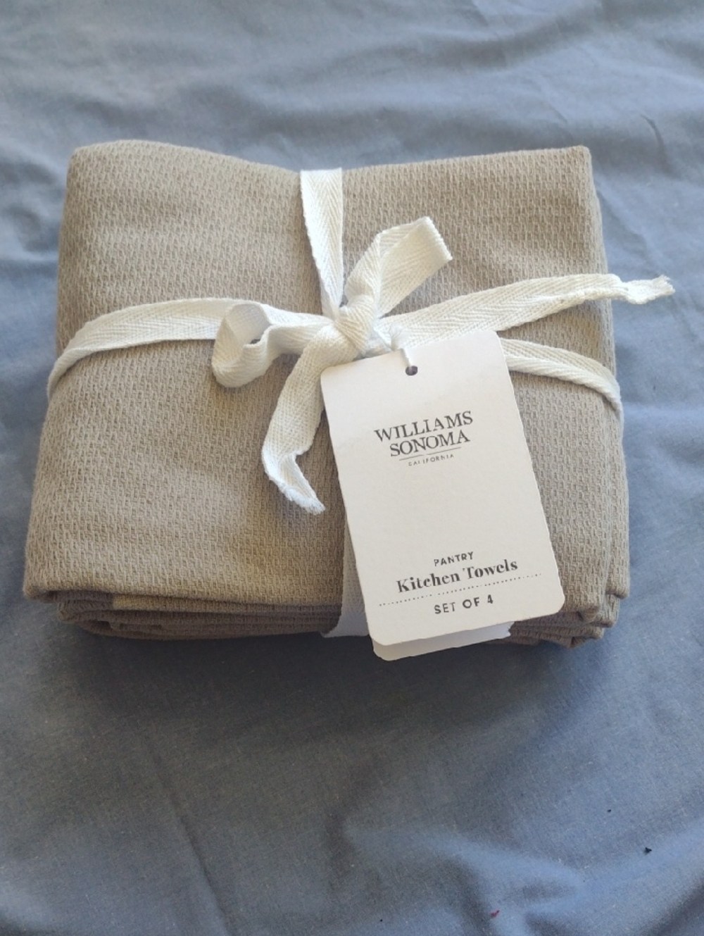 New Williams Sonoma California Set Of 4 Taupe Pantry Kitchen Towels